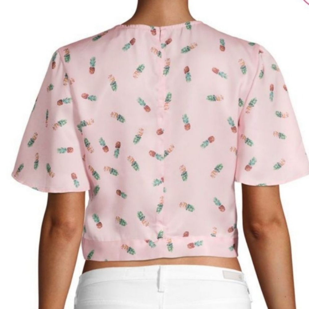 English Factory - Pineapple Daze Tie-Front Top - Size XSmall  Pink - Picture 2 of 3